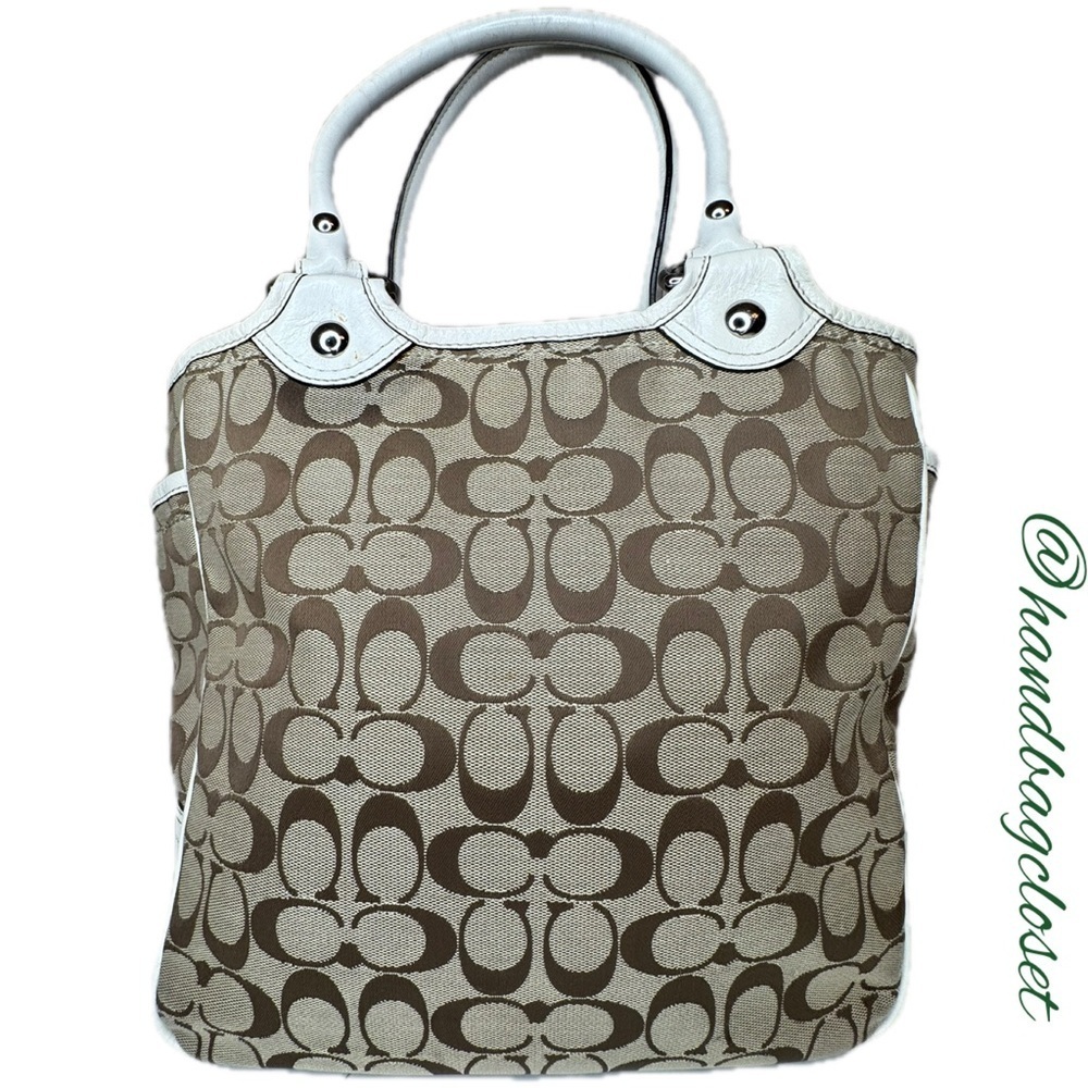Y2K Coach F14724 Limited Ed. Green White Scarf Wallet Bleecker Daisy Tote Bag - Picture 10 of 16